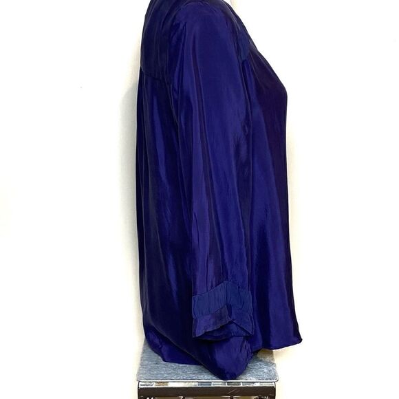 Daniel Rainn for stitch fix NWT navy blue kittie textured blouse size L - Picture 5 of 15